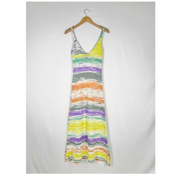 Zara Women's Multicolored Knit Sweater Maxi Midi Dress Medium Orange Purple - Picture 6 of 13